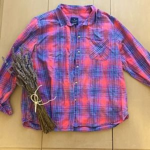 American Eagle Plaid Boyfriend Button-Down
